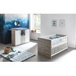 Babymöbel-Sparset »Bente« 2-teilig, Wickelkommode, Babybett, Eiche Sand / Weiß, Arthur Berndt