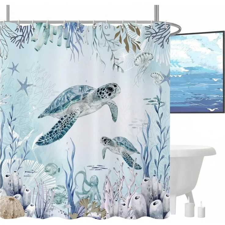 Agger Duschvorhang Anti-Schimmel Wasserdicht Polyester Stoff Waschbar Bad Vorhäng Breite 180 cm – Bild 1
