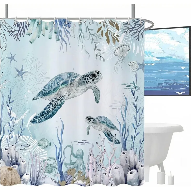 Agger Duschvorhang Anti-Schimmel Wasserdicht Polyester Stoff Waschbar Bad Vorhäng Breite 180 cm