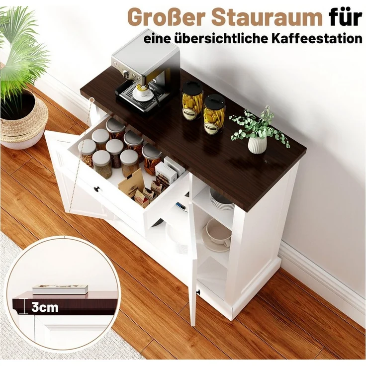 oyajia Badkommode Badezimmerschrank mit Schublade & verstellbaren Einlegeböden (Unterschrank Badschrank Badezimmermöbel, 75 x 30 x 80 cm) – Bild 3