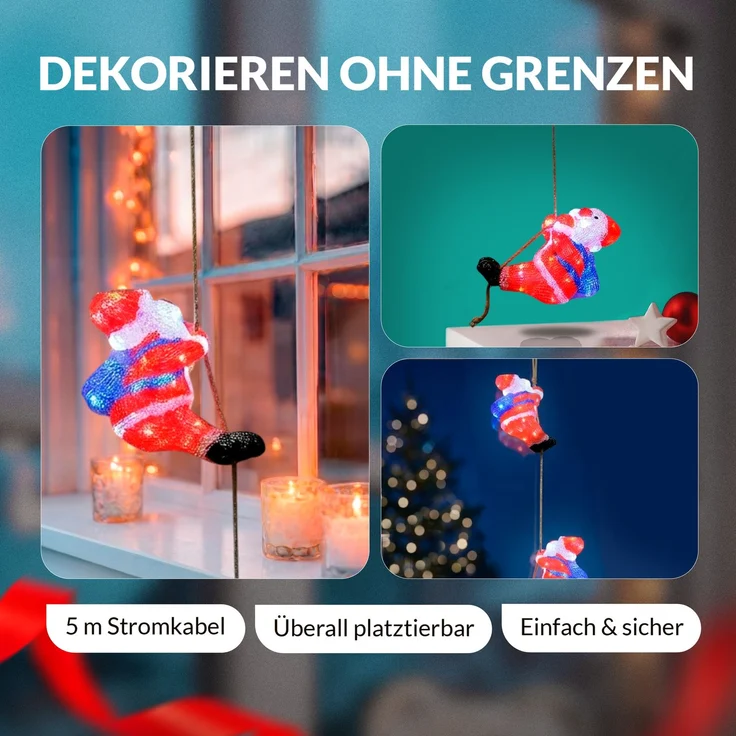 Deuba LED Acryl Figur Außen Weihnachtsmann Trio beleuchtet Weihnachtsdeko Weihnachten Weihnachtsfigur – Bild 5