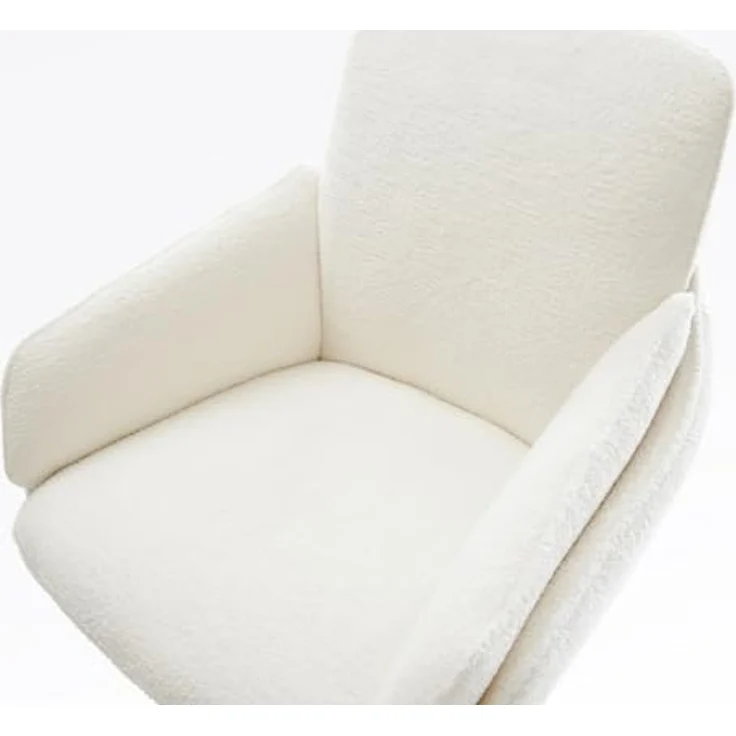 Barstuhl Luan-Flex Bouclé Soft Beige Drehfuß höhenverstellbar Edelstahl Silberfarben – Bild 5