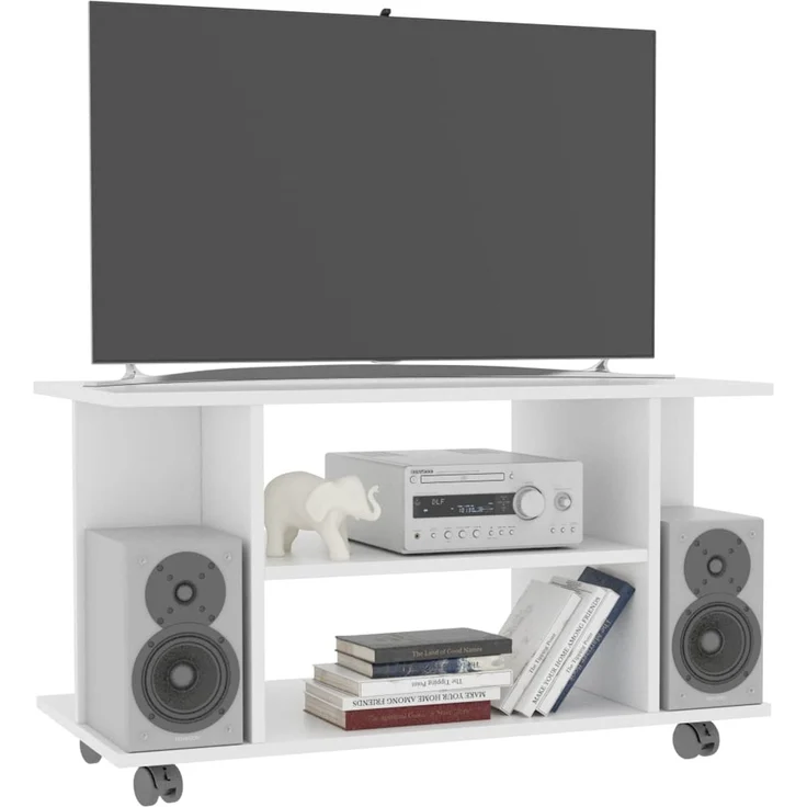 vidaXL TV-Schrank mit Rollen Weiß 80x40x45 cm Holzwerkstoff 800189 – Bild 3