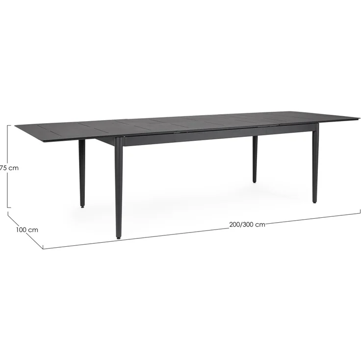 Gartenesstisch Nebula ausziehbar aus Aluminium, modern rechteckig, anthrazit, für 8–10 Personen – Bild 3