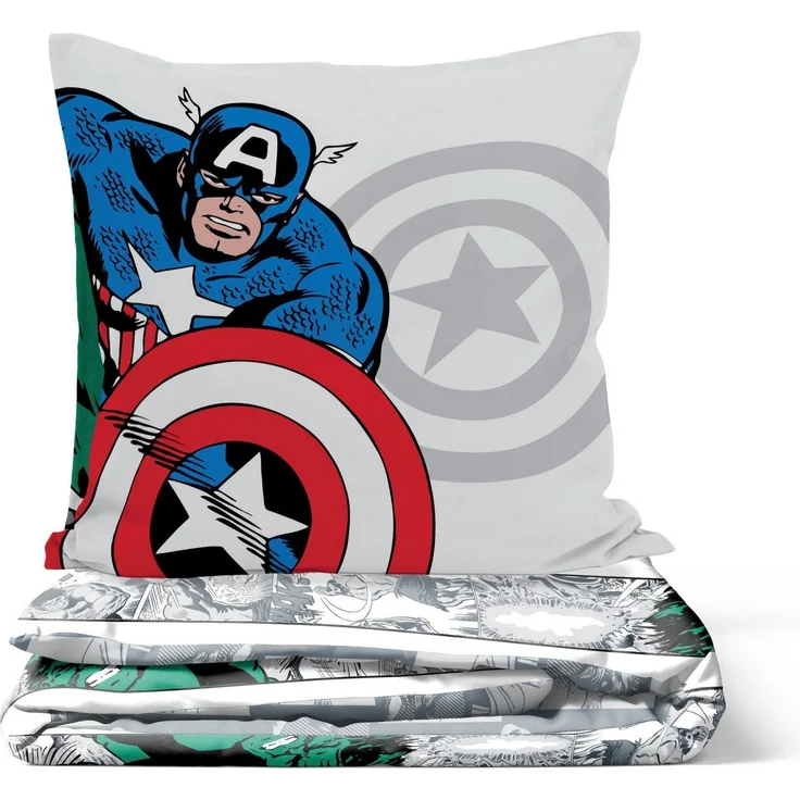 MARVEL Kinderbettwäsche Marvel Comics Bettbezug-Set 135x200 cm + Kissenbezug 80x80 cm, Washed Cotton, 2 teilig, 100 % Baumwolle, maschinenwaschbar, wendbar – Bild 2
