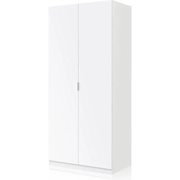 Habitdesign, Kleiderschrank – 2-türiger Schlafzimmerschrank in Mattweiß, platzsparend mit viel Stauraum, Maße: 81 x 180 x 52 cm (B x H x T), Modell Low Cost – Bild 6