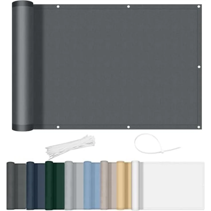 AXT SHADE Balkon Sichtschutz Wetterfest 90x400 cm Balkonverkleidung Balkonabdeckung Balkonbespannung Blickdichte Windschutz und UV-Schutz mit Kabelbinder für Balkongeländer-Anthrazit – Bild 1