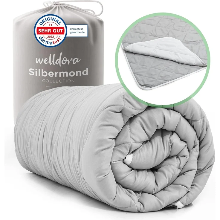 Welldora 4-Jahreszeitenbett, Allergiker Bettdecke Fachärztlich getestet mit Druckknöpfen