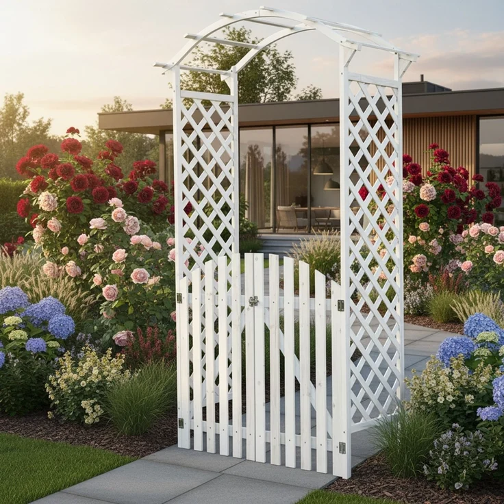 Spalier Pergola Rankhilfe Rosen Bogen Holz Torbogen Garten Tor Rank Gitter Tür – Bild 1