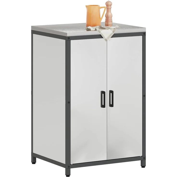 vidaXL Küchenaufbewahrung mit Regal Silber 60 x 50 x 92 cm Stahl 874994 – Bild 2
