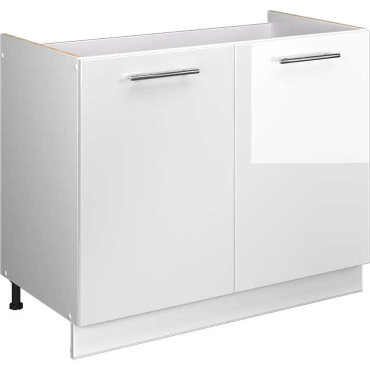 Spülenunterschrank Fame-Line Weiß Hochglanz/Weiß 100 cm ohne Arbeitsplatte Vicco – Bild 1