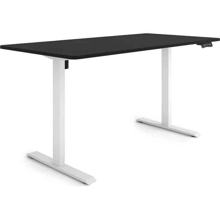 ESMART Germany ETX-121WB 160x80 cm Schwarz Ergonomischer Steh-Sitz-Schreibtisch Stufenlos elektrisch höhenverstellbar 73,5-123,5cm 3X Memory Aktivitätserinnerung Soft-Start/Stopp Schnelle Montage