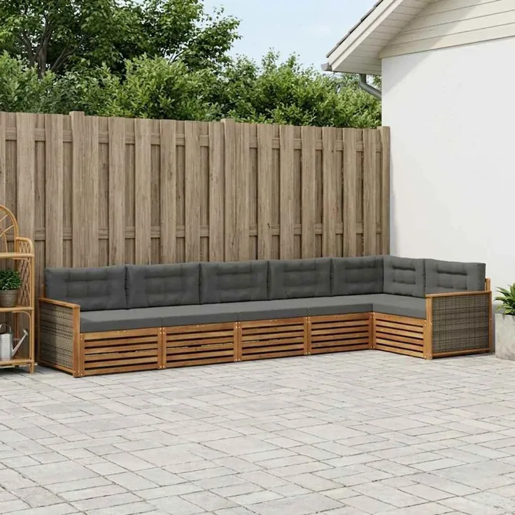 vidaXL Outdoor-Sofagarnitur 6 stk. 6-Sitzer Natur und Anthrazit 3383410
