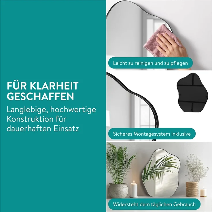 Navaris Wandspiegel Deko Wand Spiegel asymmetrisch - 55 x 43,5cm - Wandspiegel modern (1-St) – Bild 6