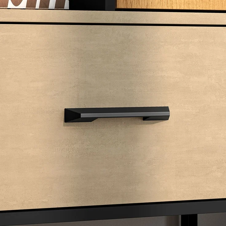 Highboard 80cm breit, schwarz mit Eiche und sandfarben, CASPER-131 – Bild 6