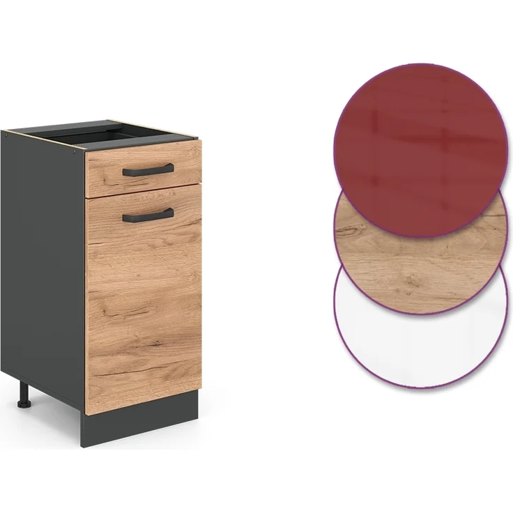 Küchenunterschrank R-Line Goldkraft Eiche 40 cm ohne Arbeitsplatte Vicco – Bild 5