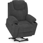 M MCombo elektrisch Aufstehhilfe Fernsehsessel Relaxsessel 7040 Massage Heizung elektrisch verstellbar USB-Anschluss (Chenille, Grau)