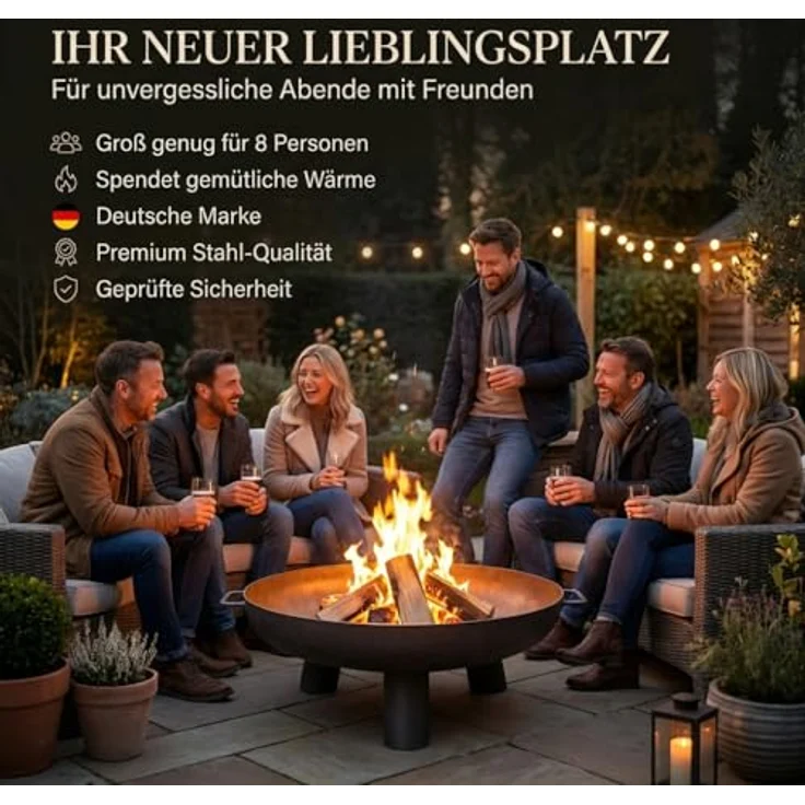 SOUK ONE Feuerschalen Kreta 80 cm, Feuerschale Feuerstelle für den Garten, Funkenschutz, Terrasse und Balkon, Feuertonne und Feuerkorb (Ø 80cm Kreta) – Bild 3