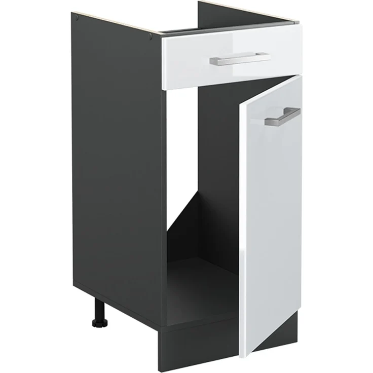 Küchenunterschrank R-Line Weiß Hochglanz/Anthrazit 40 cm Arbeitsplatte Anthrazit Vicco – Bild 3