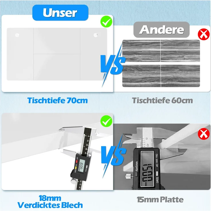 Elektrisch höhenverstellbarer Schreibtisch, Memory-Funktion, USB-Anschluss, Kabelmanagement, Holzwerkstoff / Metall, Weiß, 160 x 80 cm, Höhe 72-118 cm – Bild 4