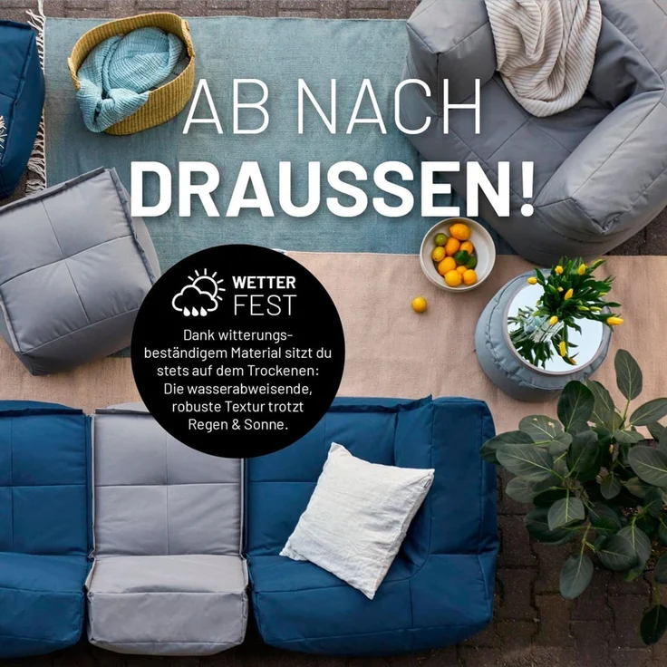 Lumaland Sitzsack-Sofa, Polyester, Eckteil, Grau, 70 x 81 x 81 cm – Bild 6
