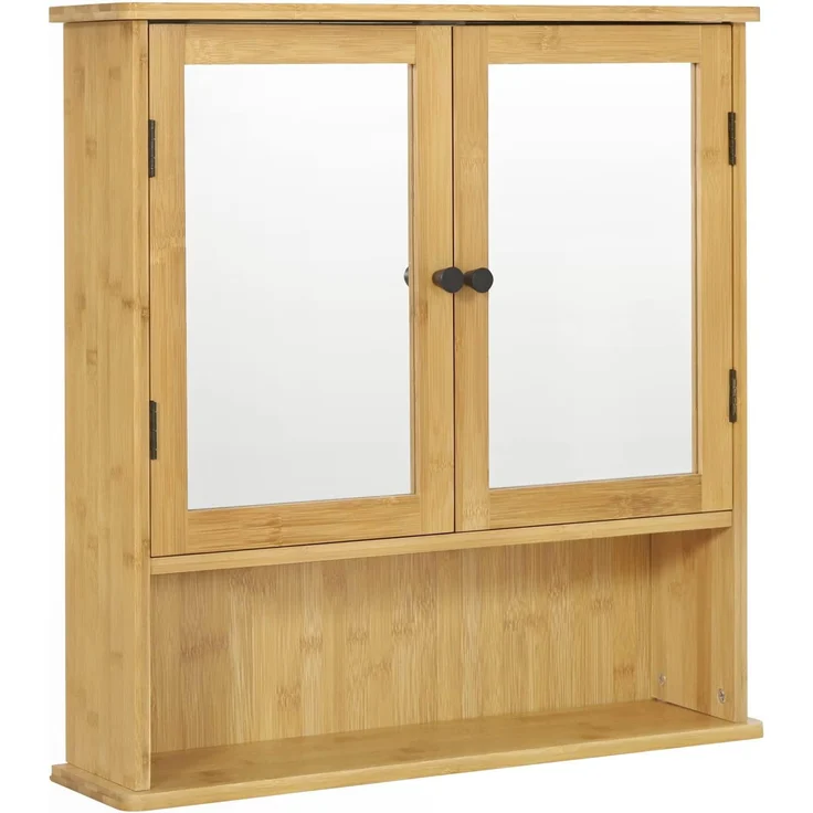 EUGAD Badezimmer Badmöbel Set Waschbeckenunterschrank Unterschrank Badezimmerschrank mit Spiegelschrank Hängeschrank für Bad Bambus Model 5 – Bild 6