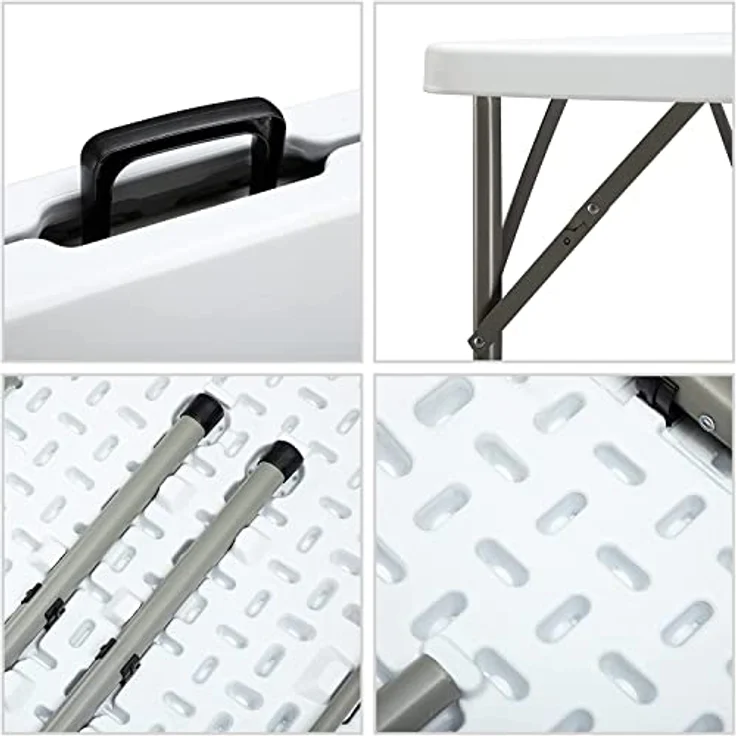 HollyHOME Klapptisch Quadratisch 87cm Campingtisch Klappbar Tisch Wetterfest Gartentisch Balkontisch Tragbarer Klapptisch Esstisch für Küche BBQ Catering Party, Weiß – Bild 8