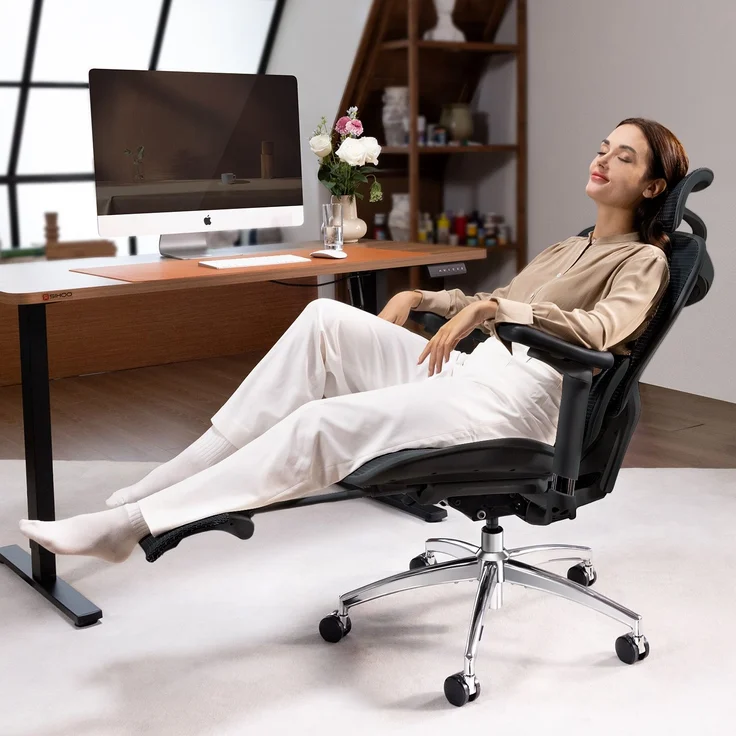 Sihoo 'Doro C300L' ergonomischer Schreibtischstuhl, Mit Fußpedal, 126 x 78,5 cm, in Schwarz – Bild 18