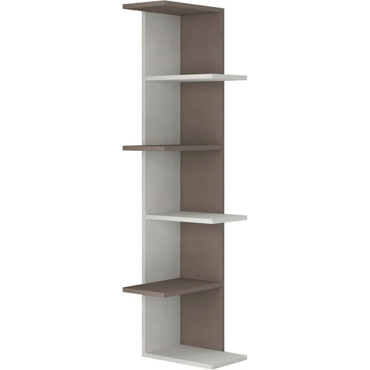 Livetastic Bücherwand, Weiß/Mokka, Holzwerkstoff, 5 Fächer, 37x141x24 cm, für Wohnzimmer