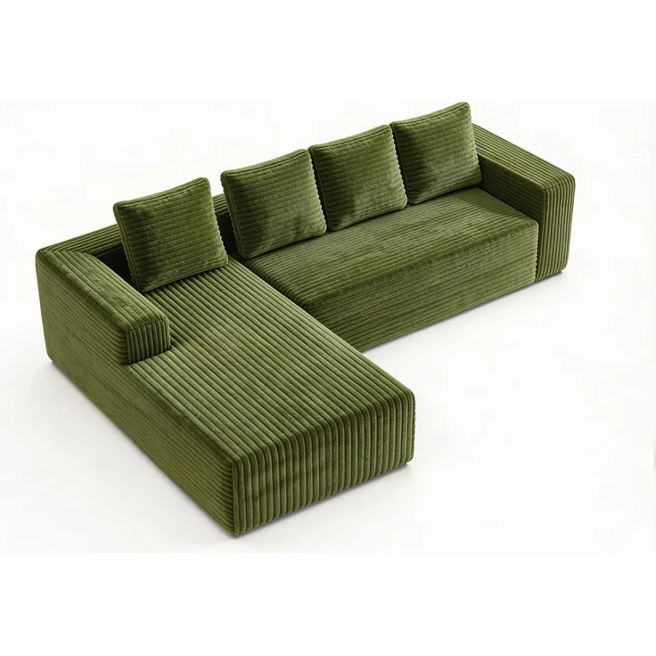 ZUBALIYA Sofa, modular kombinierbar, H 58 × T 168 × B 261 cm, Grün, Cord – Bild 21