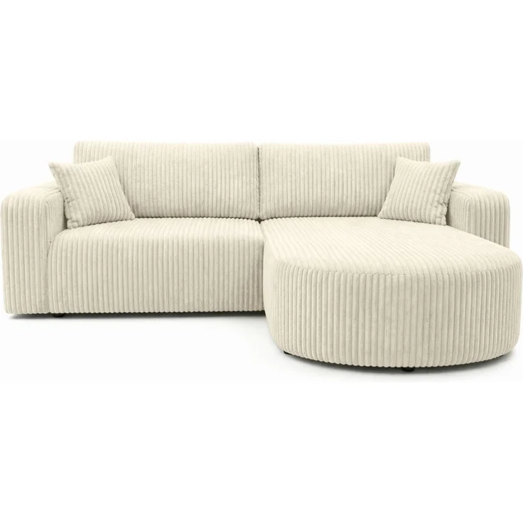 Kaiser Möbel Ecksofa mit Schlaffunktion für Wohnzimmer, Cordstoff Tilia, ROUND ONE, abgerundete Form, Liegefunktion, Stauraum, modernes Design – Bild 2