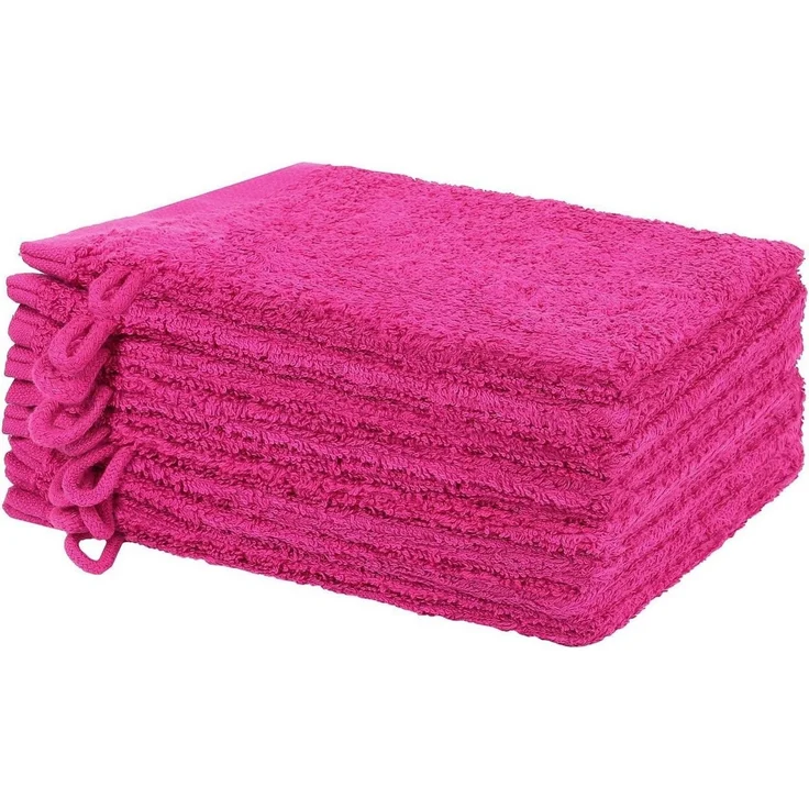 NatureMark Waschhandschuh 10er-Set Frottier Waschhandschuhe, 100% Baumwolle (10-St), Premium Frottier Waschhandschuhe, 15x21cm, Pink