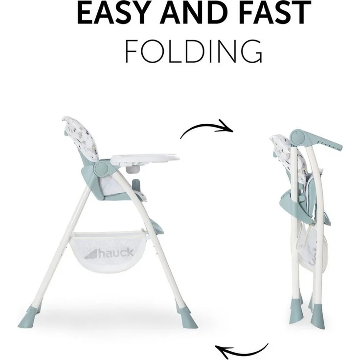 Hauck Kinder Hochstuhl Sit N Fold ab 6 Monate bis 15 kg, Klappbarer Hochstuhl, mit Tisch, Einhändig Verstellbare Rückenlehne, Ultra Leicht, Großer Korb, Space Weiß – Bild 3