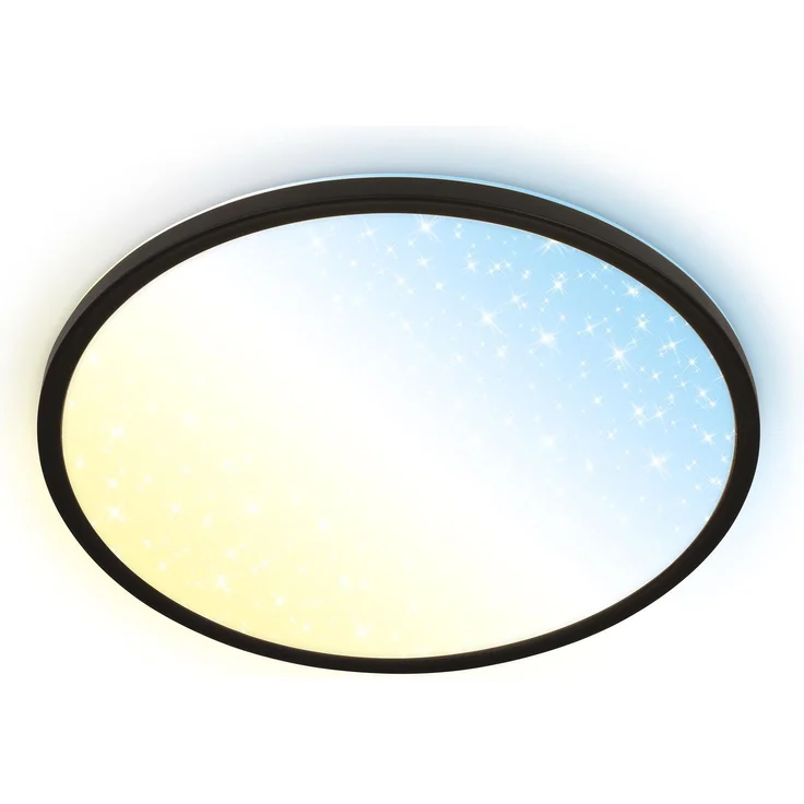 BRILONER - LED Panel mit Fernbedienung, dimmbar, Sternenhimmel, CCT warmweiß bis kaltweiß, LED Lampe, Deckenleuchte, Wohnzimmerlampe, Küchenlampe, Deckenbeleuchtung, Flurlampe, 37,5x4,5 cm, Schwarz