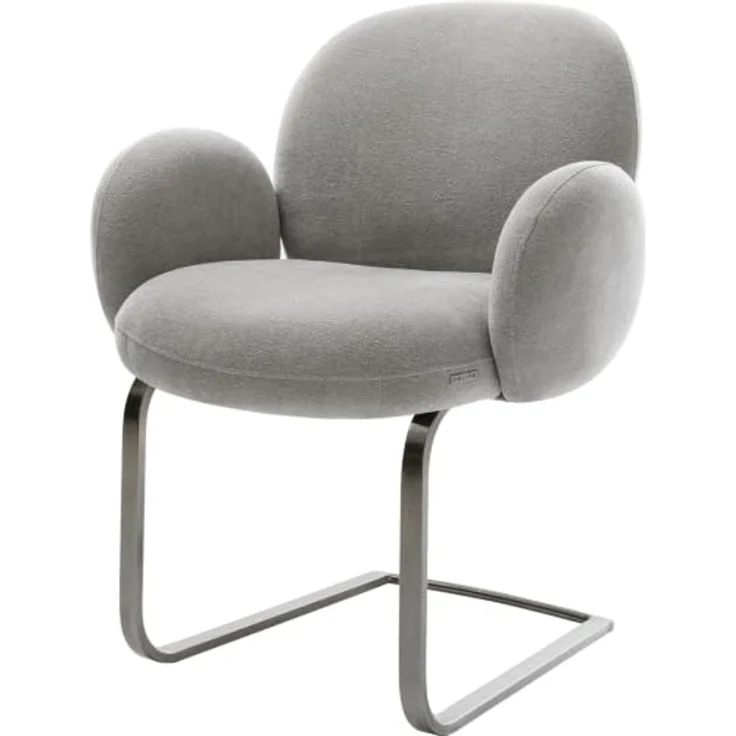 Freischwinger Nube-Flex mit Armlehnen Strukturstoff Soft Grau Freischwinger flach Graphit Taschenfederkern – Bild 1