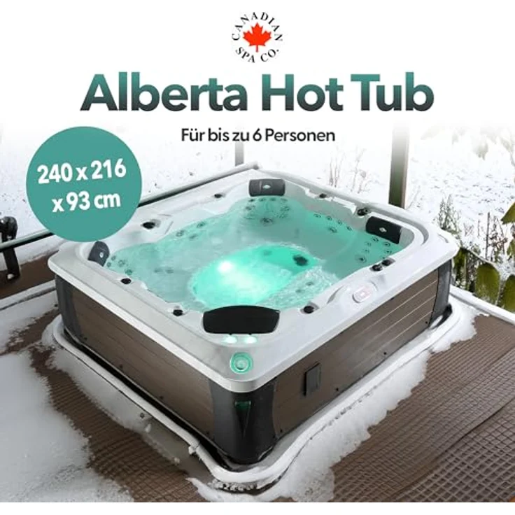 Canadian Spa Company Alberta SF 7-Personen Whirlpool mit 57 Hydromassagedüsen, LED-Stimmungsbeleuchtung und Bluetooth Audiosystem, selbstreinigend – Bild 2