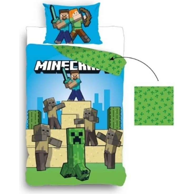 Minecraft Bettwäsche-Set – Kuscheliger Bettbezug 140x200 cm + Kissenbezug 60x70 cm – Bild 2
