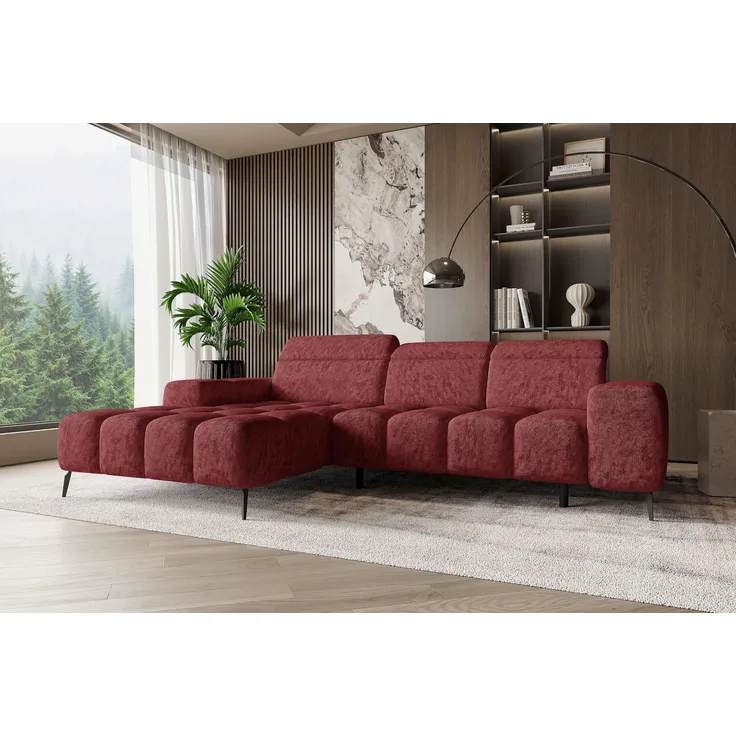 99rooms Milano Ecksofa Chenille APHRODITE Chianti Links mit Sitztiefenverstellung