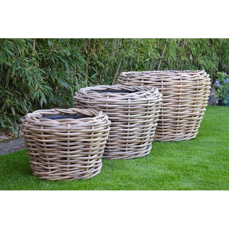 Pflanzenkorb Palau aus Naturrattan, klassisch, natur, mit Innentopf und Ablauflöchern, Ø 83 cm – Bild 4