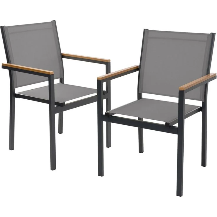 ML-DESIGN Gartenstuhl Terrassenstühle mit Aluminiumgestell Balkonstuhl wetterfest stapelbar (2 St), 2er Set Sessel mit Armlehnen-Holzoptik für Garten Balkon Terrasse – Bild 5