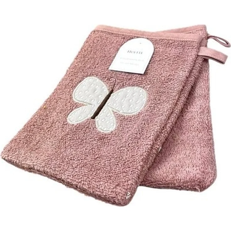 2er Pack Baby Waschhandschuhe » Set 2 Kinder Waschlappen Frottee » 21 x 15 cm reine Baumwolle » Wasch Handschuhe - Rosa – Bild 2