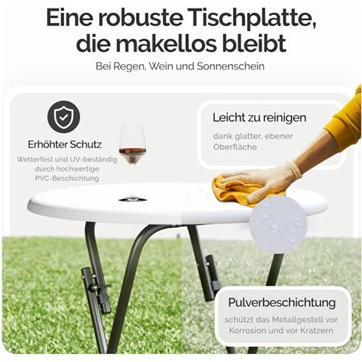 Casaria Stehtisch Klappbar, Holz Optik Weiß, 60cm – Bild 4