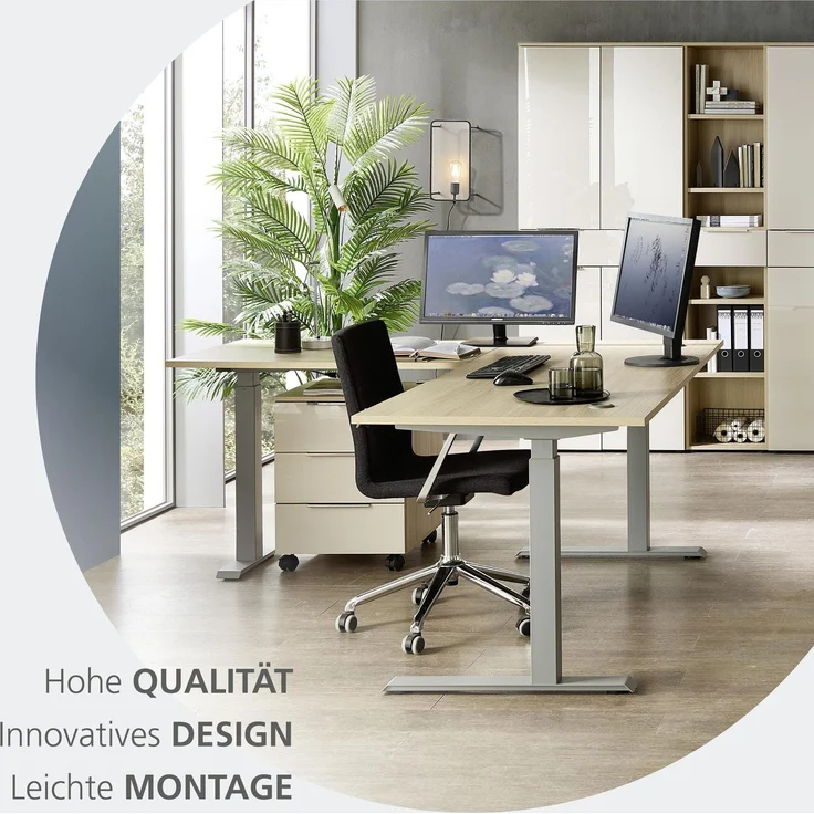 Komplettbüro Büro-Set SANTORIN VIII Riva Eiche & Glas Cashmere 7-teilig – Bild 5