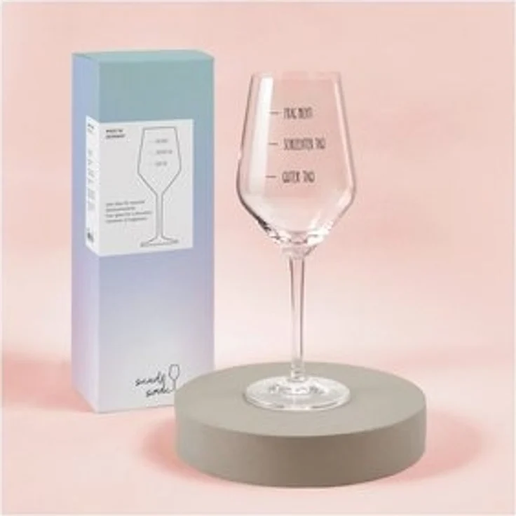Sand & Soda 9500013 Modernes Weinglas mit trendigem Spruch Guter Tag, schlechter Tag, mit Geschenkbox – Made in Germany – Bild 6