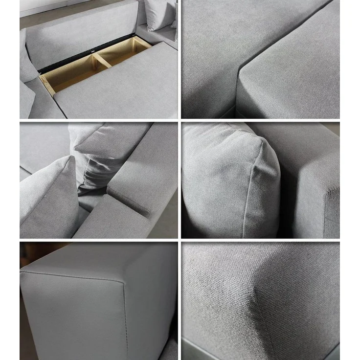 Wohnlandschaft mit Schlaffunktion Beno - U-Form Couch, Ecksofa mit Bettkasten, Couchgranitur mit Bettfunktion, Polsterecke (Schwarz + Dunkelgrau (Cayenne 1114 + Enjoy 23)) – Bild 3