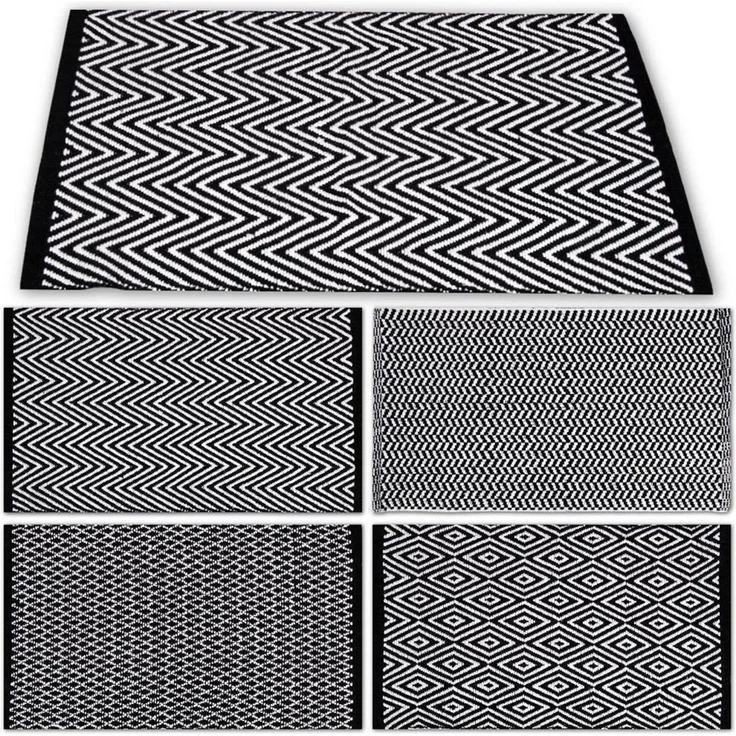 Teppich Läufer Matte Unterlage Vorleger Fußabtreter, breite Auswahl an modernen Fleckerl- und Baumwollteppiche (60x90 cm / Hash) – Bild 6