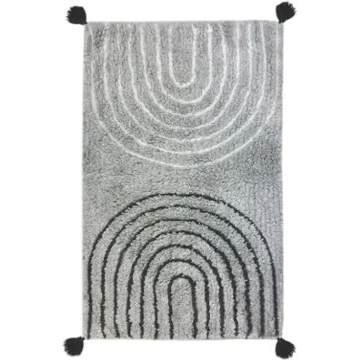 Foutastic Luxuriöse graue Badematte, 60 x 100 cm | 100% Baumwolle, 600 g/m², rutschfest und antibakteriell, weicher Flor, Höhe 6–12 mm | Maschinenwaschbar