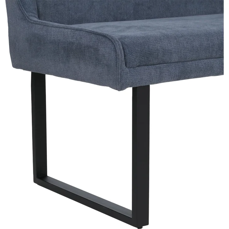 Eckbank HWC-O81, Esszimmerbank Bank, (310g/m²) Chenille Stoff/Textil Metall 159x210 cm ~ blau – Bild 6