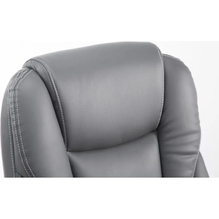 DELUKE® Bürostuhl MIAMI - 118x68x64, Grau Kunstleder Metall in Chromoptik Gestell ergonomische Bürostühle Homeoffice Stuhl mit Rollen – Bild 5