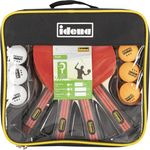 Idena 12-teiliges Tischtennis-Set mit 4 Tischtennisschlägern und 8 Bällen in Weiß und Orange in 3-Stern Qualität, verpackt in einer Tragetasche